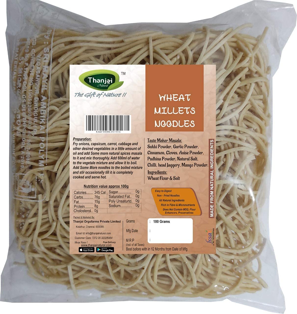 Thanjai Natural Wheat Noodles (180g) of Homemade Natural Noodles(No Preservatives, No Chemicals, No Artificial Extract) (B09M73STWT) Amazon Price History, Amazon Price Tracker