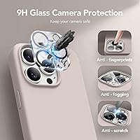 Vista 538 de GONEZ Funda de silicona para iPhone 15 Pro Max, compatible con Magsafe, protector de cámara + protector de pantalla, forro de microfibra suave Negro