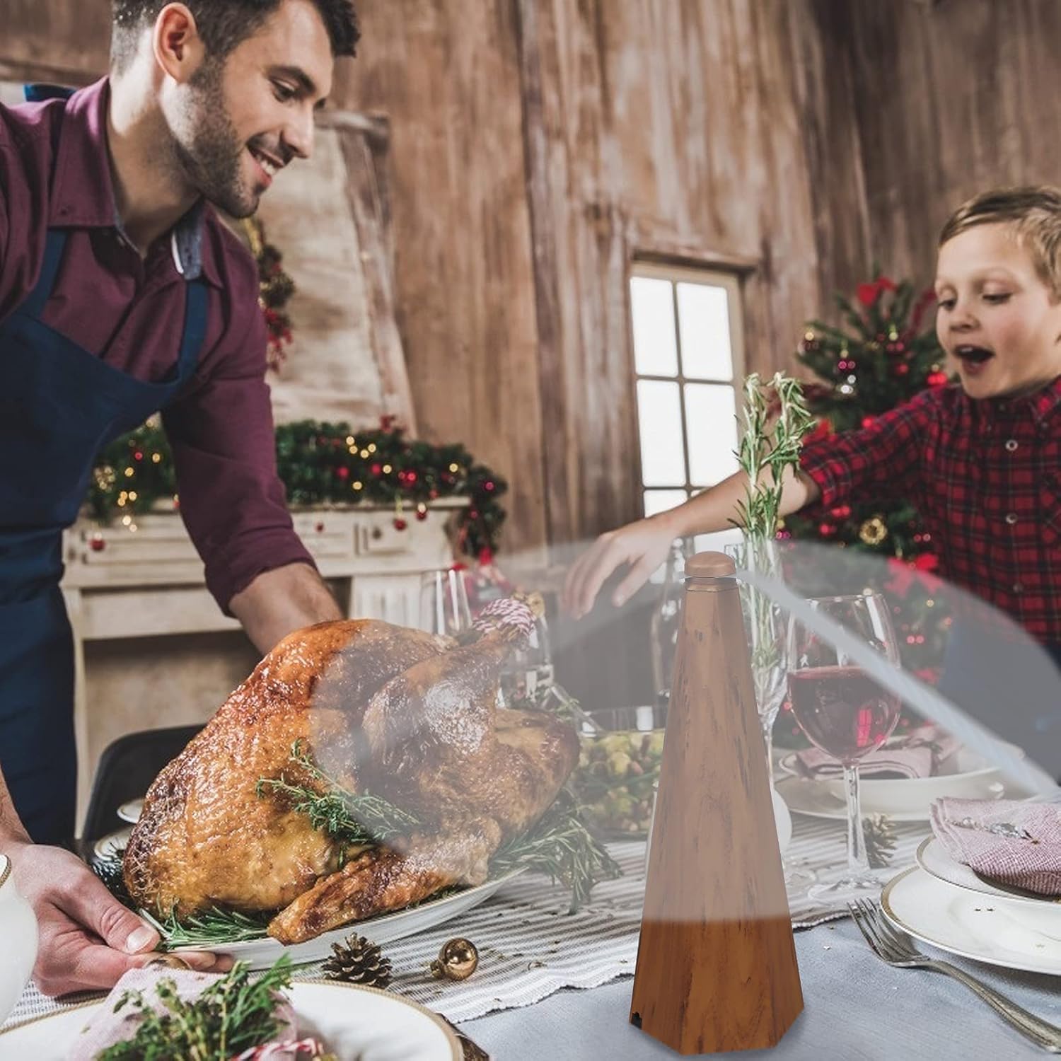 3 PCS Fly Fan for Tables Fan Fly Portable Wood Grain Table Fan,for Outdoor