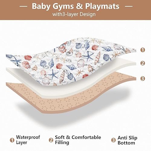 Miniatura 4 de Animal Coastal Large Stylish Baby Gym & Activity Mat for Floor Cozy Breathable Baby Kick Crawling Mat for Babies Infants Toddlers, 50'' x 50''