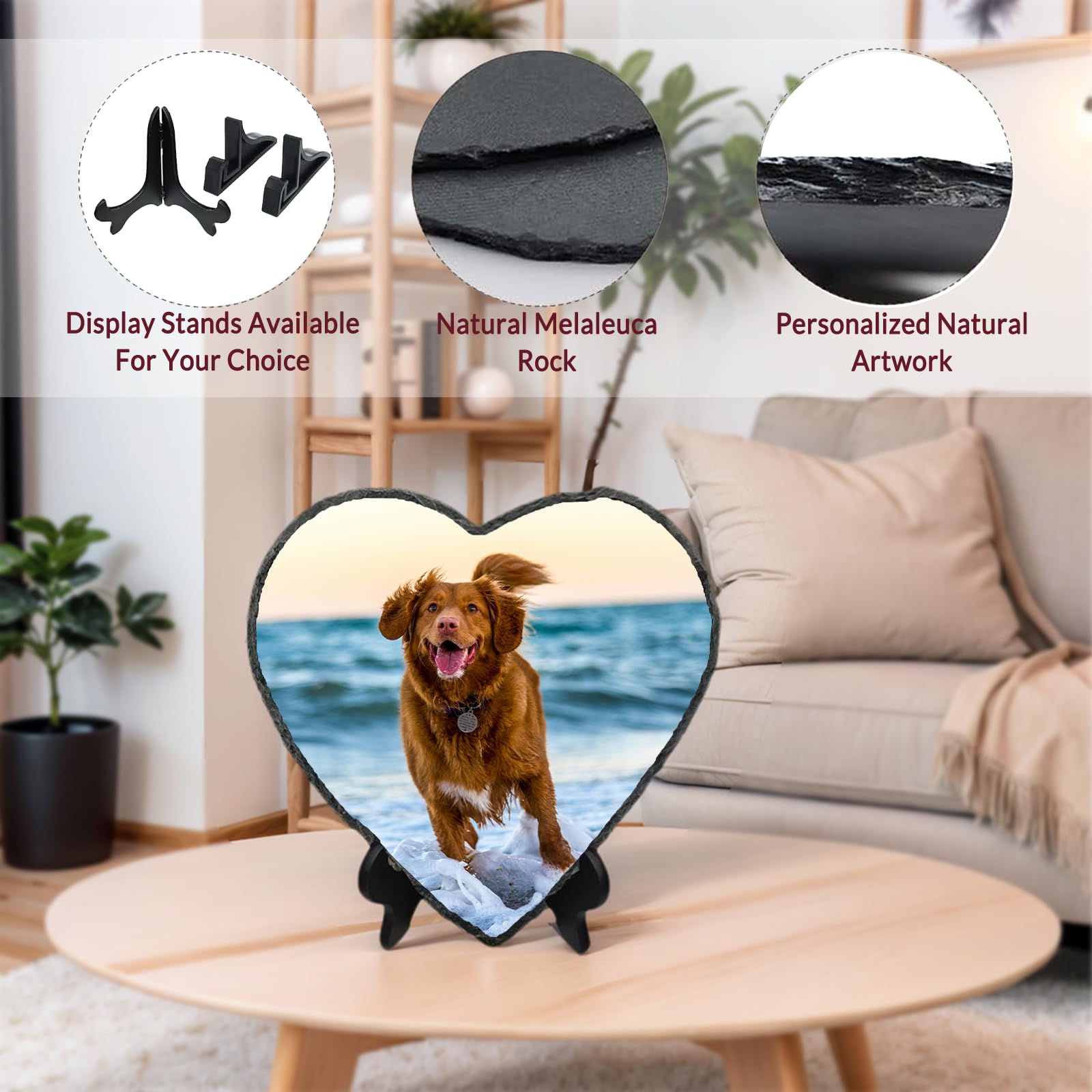 Kufutee Cornice in pietra commemorativa per cani con immagine personalizzata, pietra commemorativa da giardino con nome fotografico, regali per la perdita di animali domestici, regalo di ricordo
