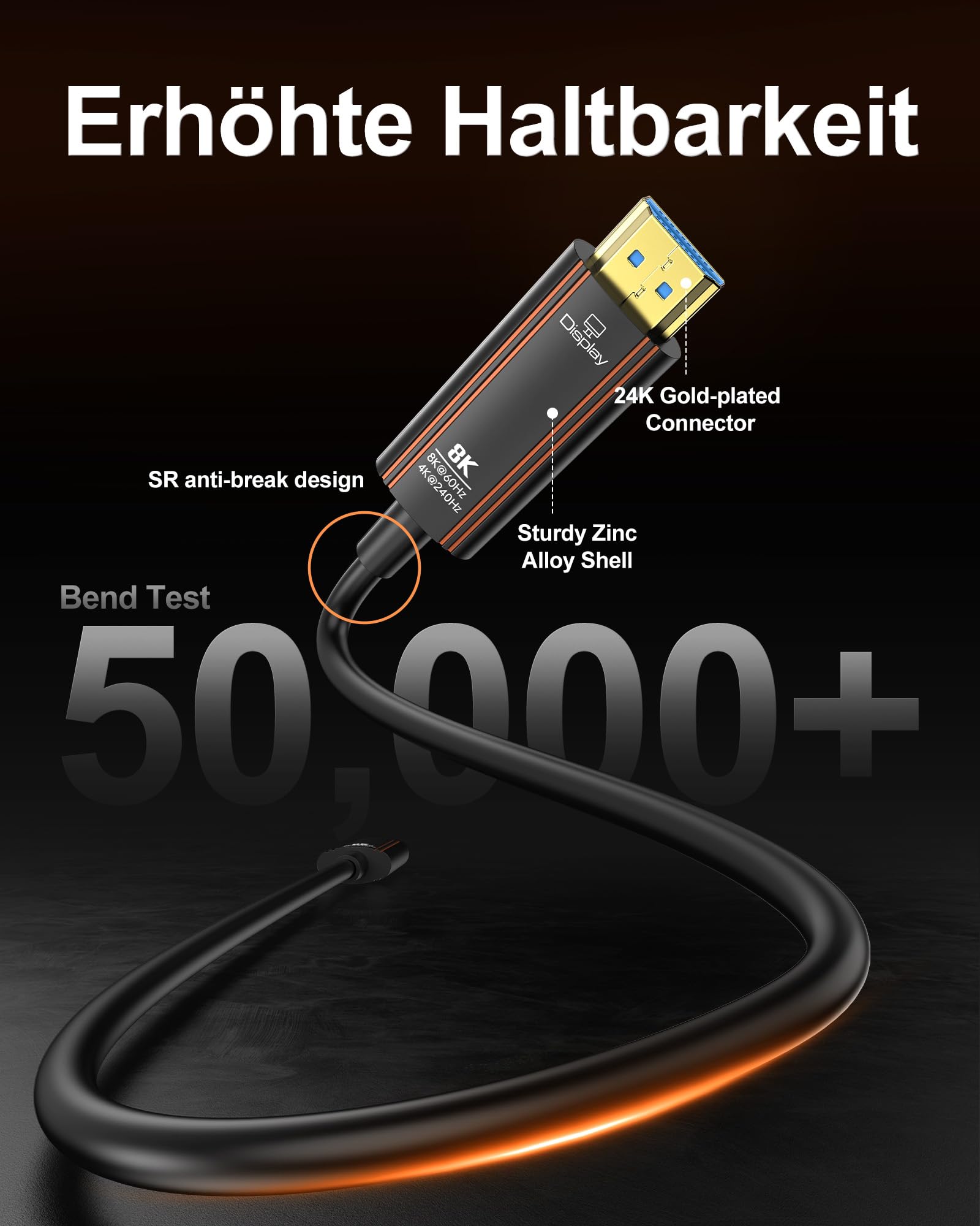 Glasfaser HDMI Kabel 20Meter, 8K Langes HDMI 2.1 Kabel 48Gbps Ultra High Speed Unterstützt 8K@60Hz 4K@240Hz HDR10/eARC/HDCP 2.2&2.3/3D Kompatibel mit PS5 Xbox HDTV Monitor Projektor