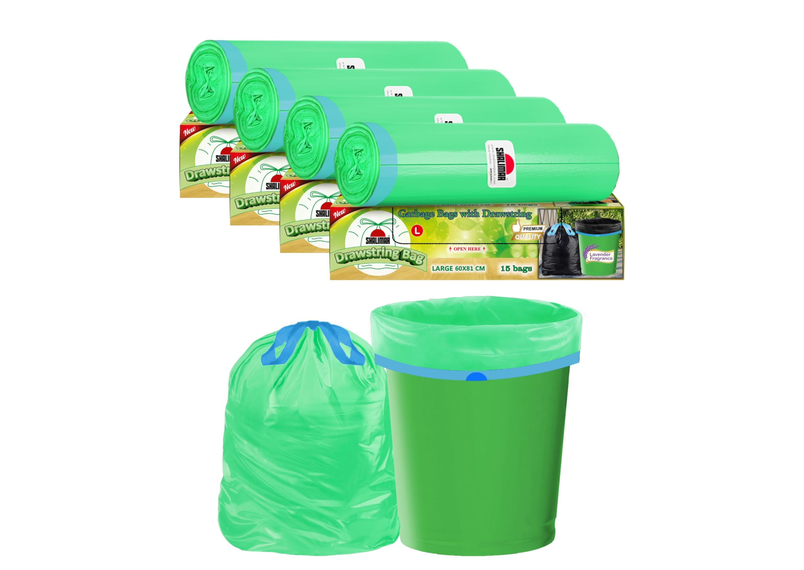 Shalimar Plastic Premium Drawstring Garbage Bags(Lavender Fragrance) Size 24 X 32 Inches(Large)60 Count(4 Rolls) Dustbin Bag/Trash Bag-Green Color (B0BNXLYCCZ) Amazon Price History, Amazon Price Tracker