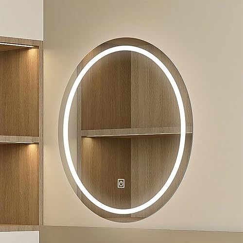 Miniatura 6 de WHYATT Espejo, espejo de tocador con luces, espejo de baño redondo sin marco, espejo de tocador sin marco para dormitorio, entrada, sala de estar.