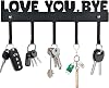 Key Holder Wall Mount – Love You.Bye Entryway Organizer with 5 Hooks,Black Metal Key Hanger 10x4 Inch – No Drill Adhesive or Screws for Easy Installation