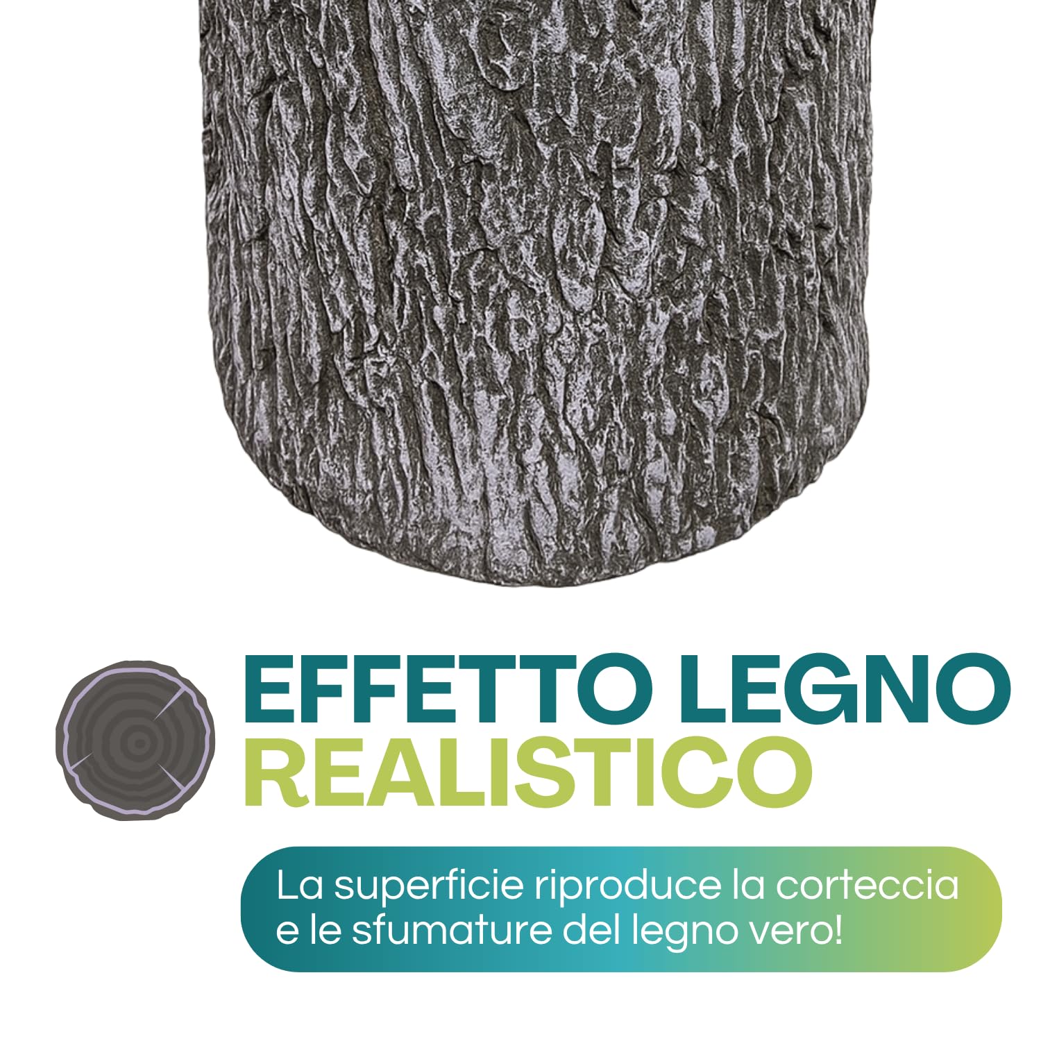 PALUPLUS Base Tronco per Albero di Natale in Vetroresina, Diametro 32 cm e Altezza 34 cm, Supporto Realistico Adatto per Alberi Fino a 180 cm, Decorazioni e Addobbi Natalizi -2731C -4,5