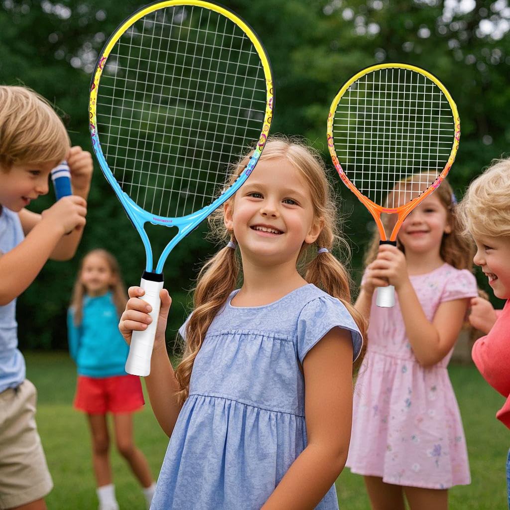 17"-23" Kids Tennis Racket for Aged 2-9, Lightweight and Durable, Including 1 Toddler Tennis Racket and 1 Replacement Grip Tapes