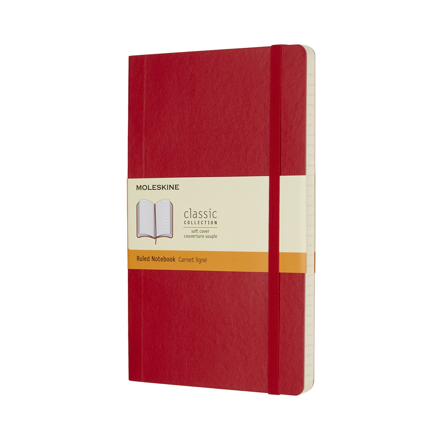 Moleskine Classic Notebook, Notebook With Ruled Pages, Soft Cover and Elastic Closure, Scarlet Red, Large, 13 x 21 cm, 192 Pages
