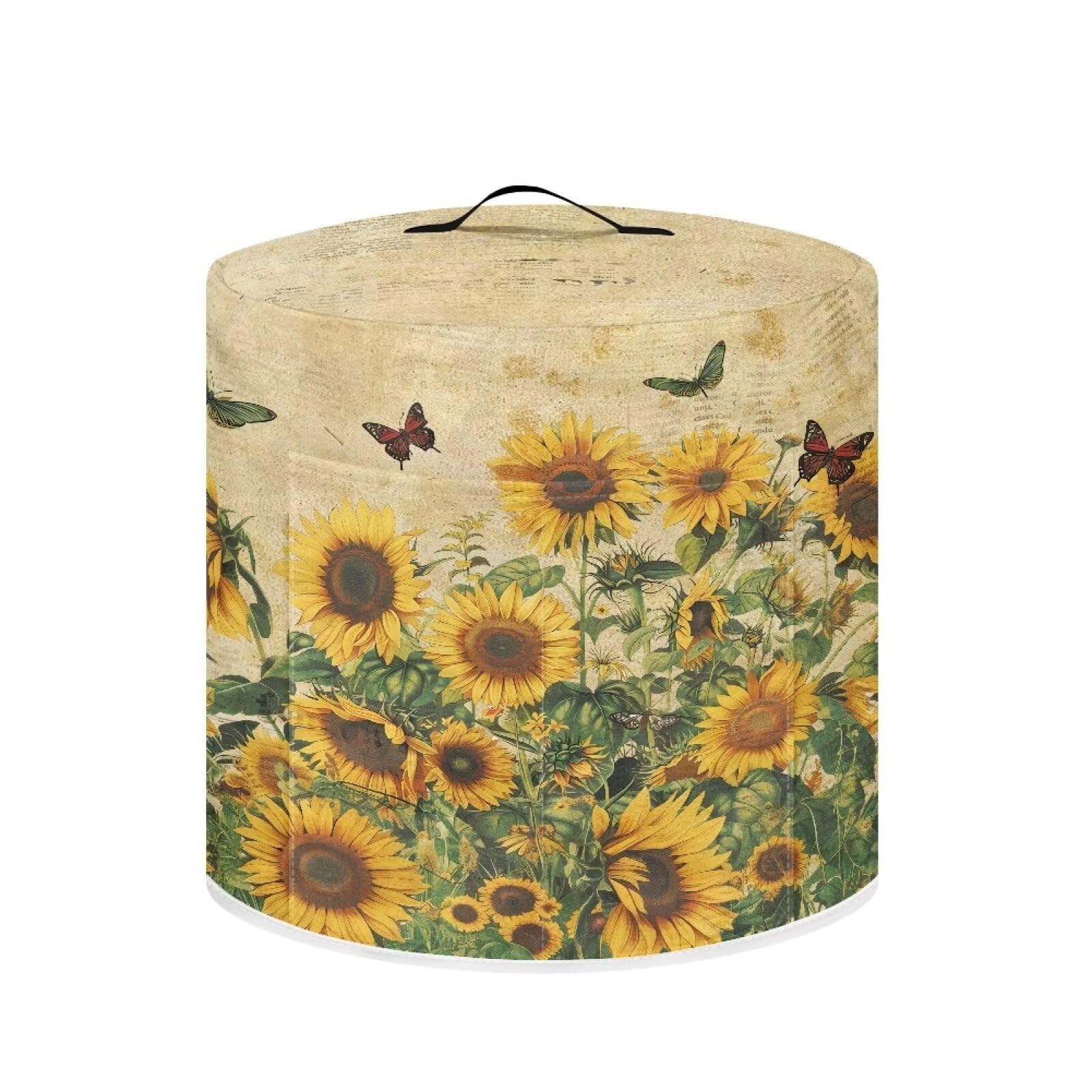 Cozeyat Sunflower Butterfly Air Fryer Cover Dust Cover Dust Protection Insulated Pressure Cooker Rice Cooker Appliance Cover with Top Handle and Storage Pockets for Women Gifts