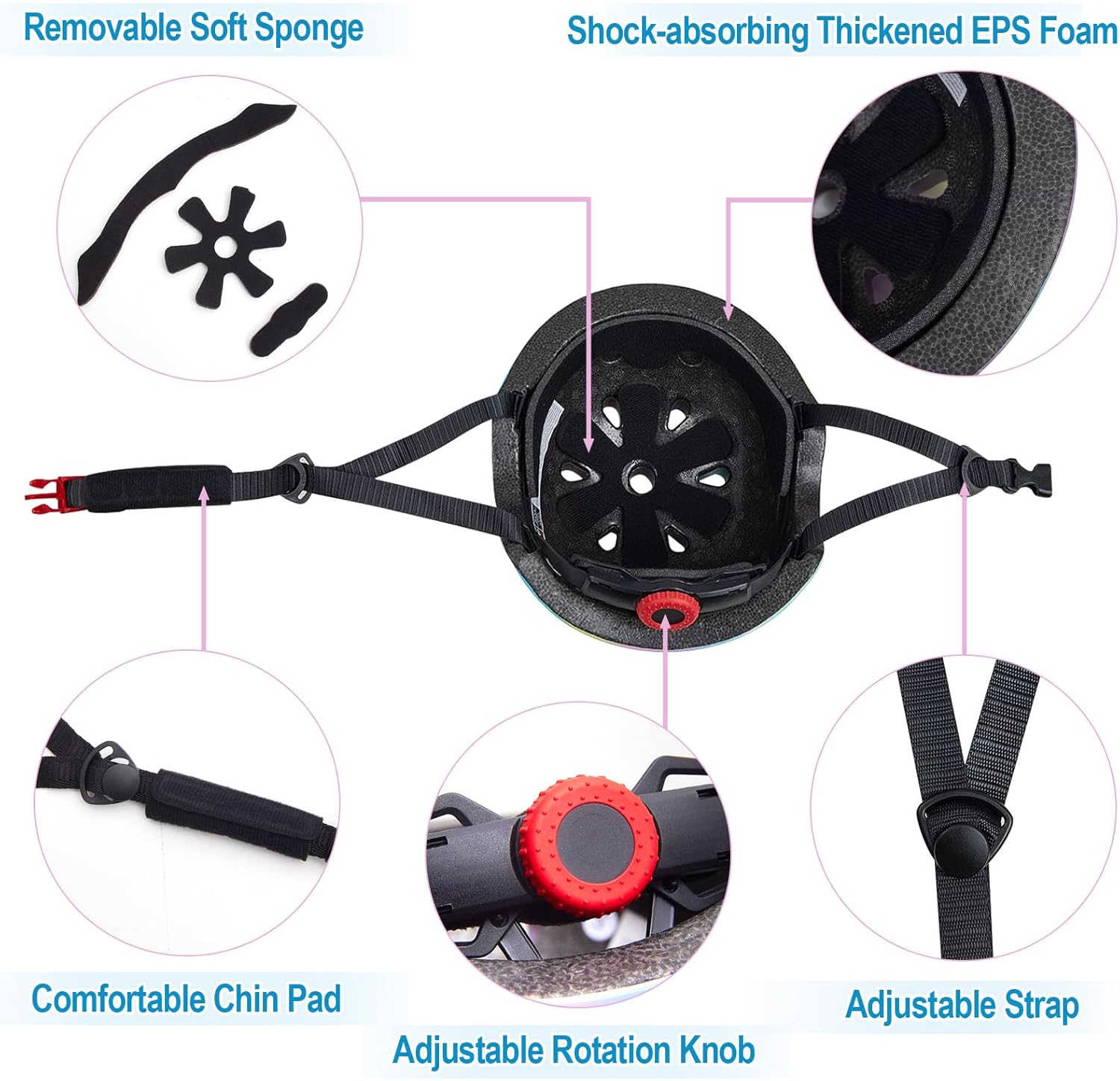 FIODAY Kids Helmet Knee Pads for Kids Unicorn Knee and Elbow Pads Wrist Guards Adjustable Protective Gear Set for Girls Boys Sports Skateboard Inline Skating Scooter