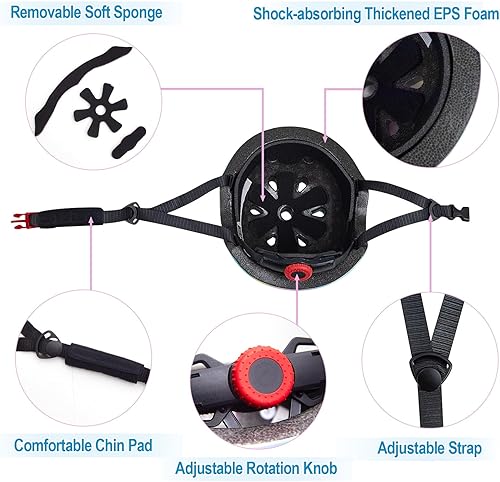 Miniatura 5 de FIODAY Rodilleras de casco para niños, rodilleras y coderas de unicornio, protectores de muñeca, equipo de protección ajustable para niñas, niños,