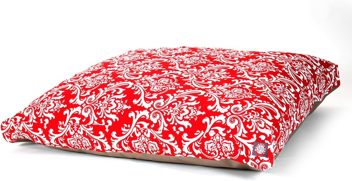 Majestic Pet Red French Rectangle Pet Bed, Quarter Large