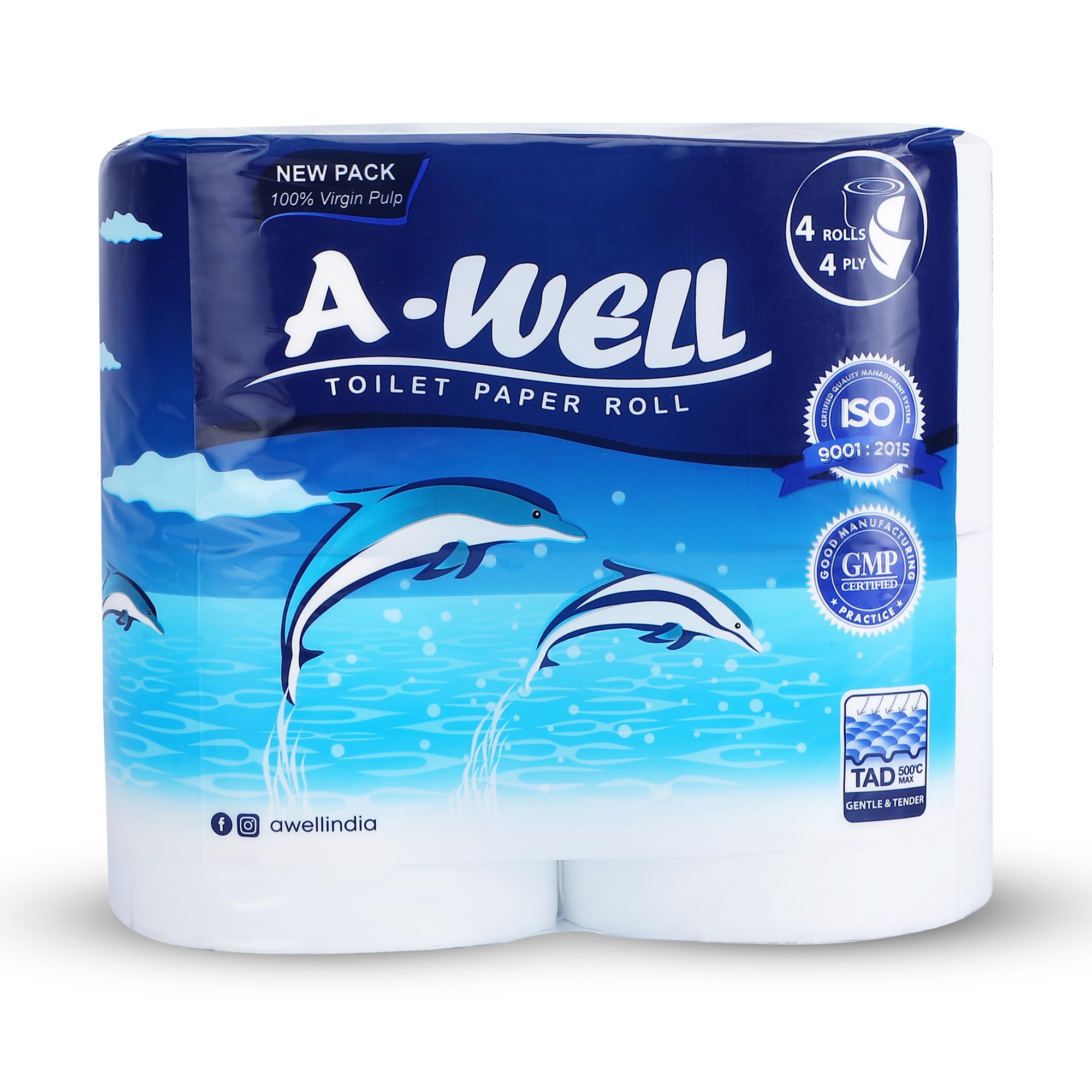 A-WELL Toilet Paper Roll 4 Ply Pack of 4 Rolls | Ultra Soft & Strong, High Absorbency, Bathroom Tissue, For Home, Office-image-27