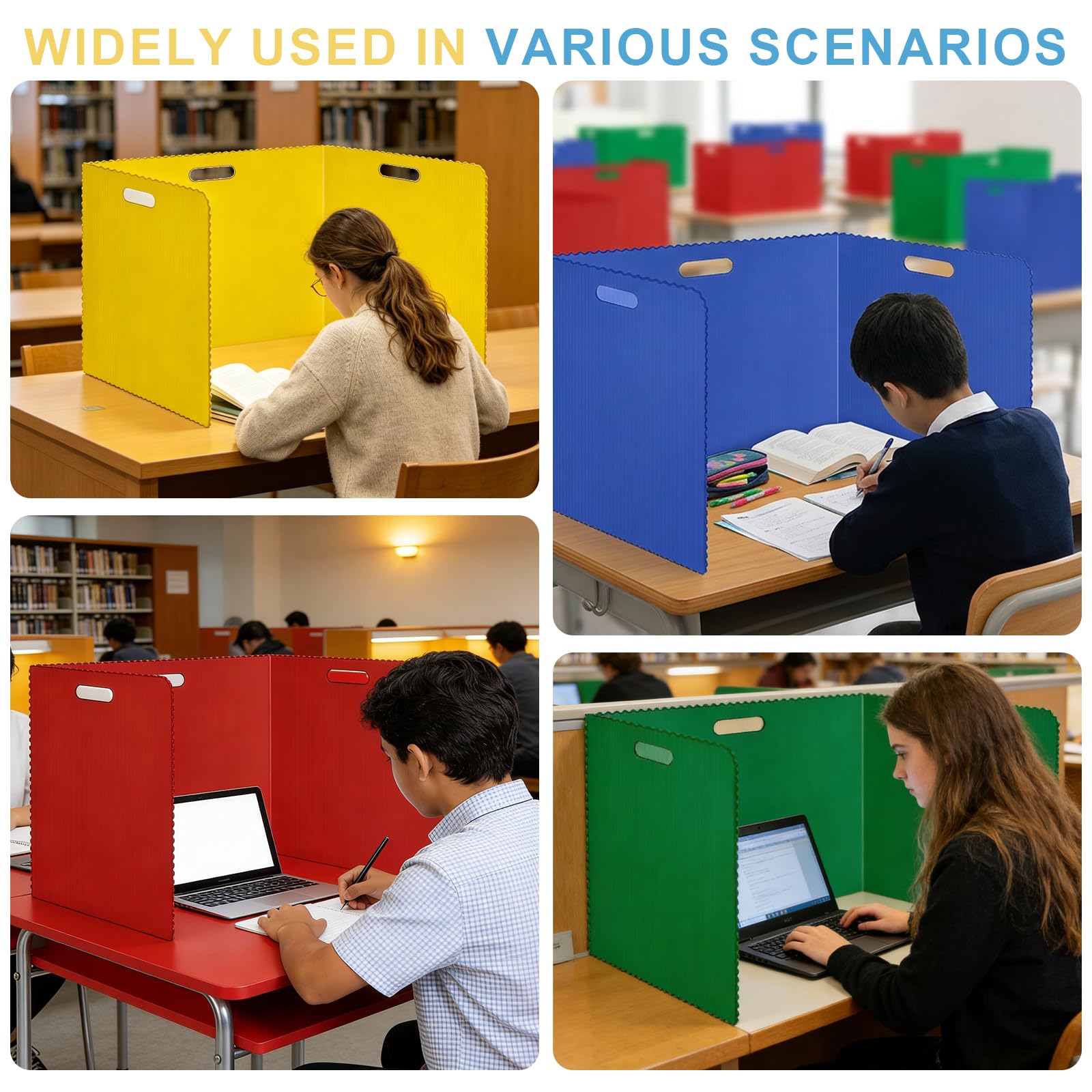 12-24 Pièces Séparateur de Bureau,40x30x30cm U Forme Panneau de Séparation de Bureau Pliable avec 36-72 étiquettes Nominatives,Cloison Bureau Couleur,pour L'école,Bureau,Bibliothèque (12 Pièces)