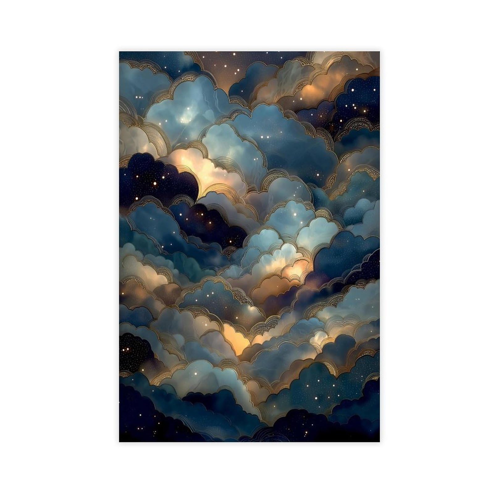 Bareronor Celestial Cloud Poster Canvas Poster Bedroom Decor Landscape Office Room Decor Gift 24" L X 36" W
