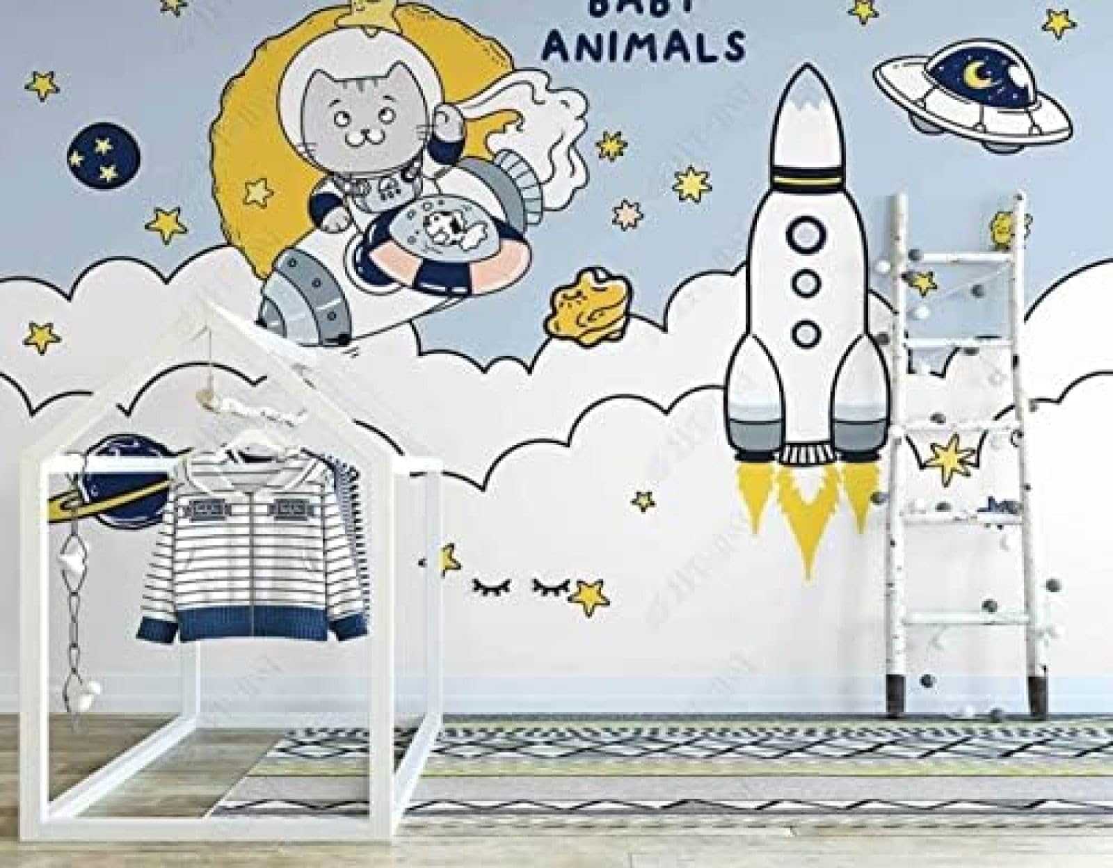 Papier peint 3D enfants astronautes et fusées intissé XLMING 150x105 cm