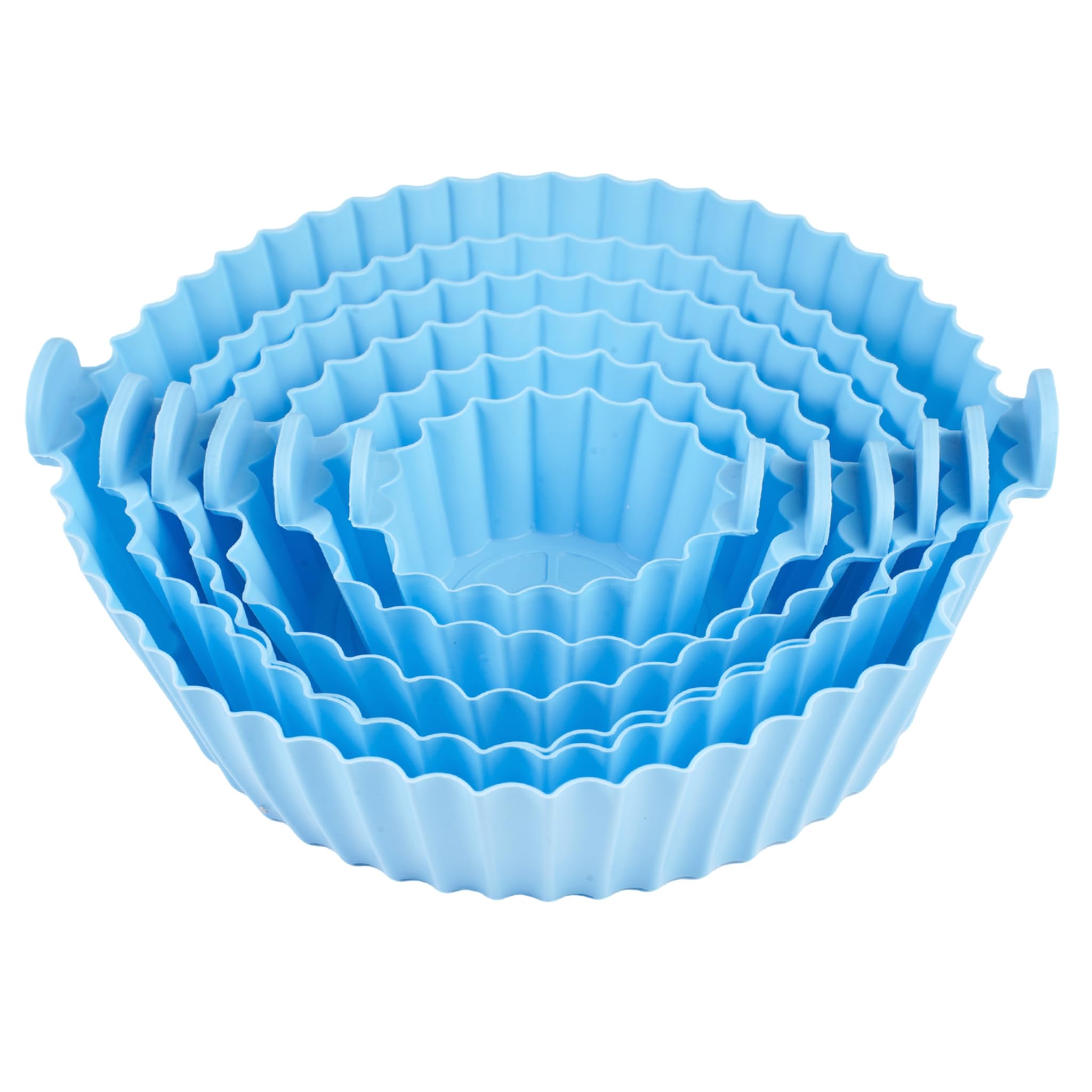 6 Pezzi Molde Silicona Freidora De Aire, Redondo Molde Silicona Air Fryer, Recipiente Air Fryer, Reutilizable, para Airs Fryers Microondas Horno, Azul