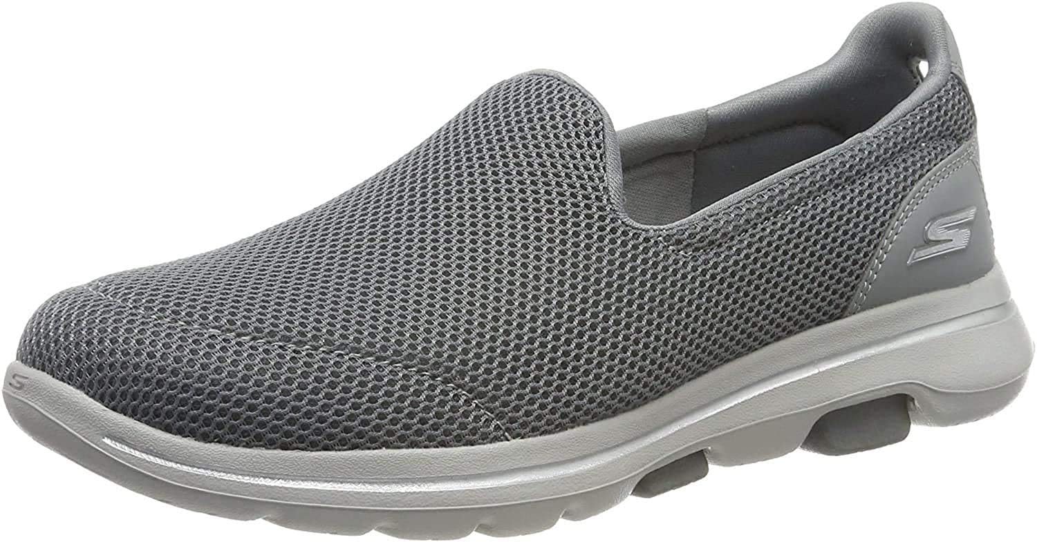 Skechers Women's Go Walk 5 Trainers 3 UK Grey Gray Textile Trim Gry