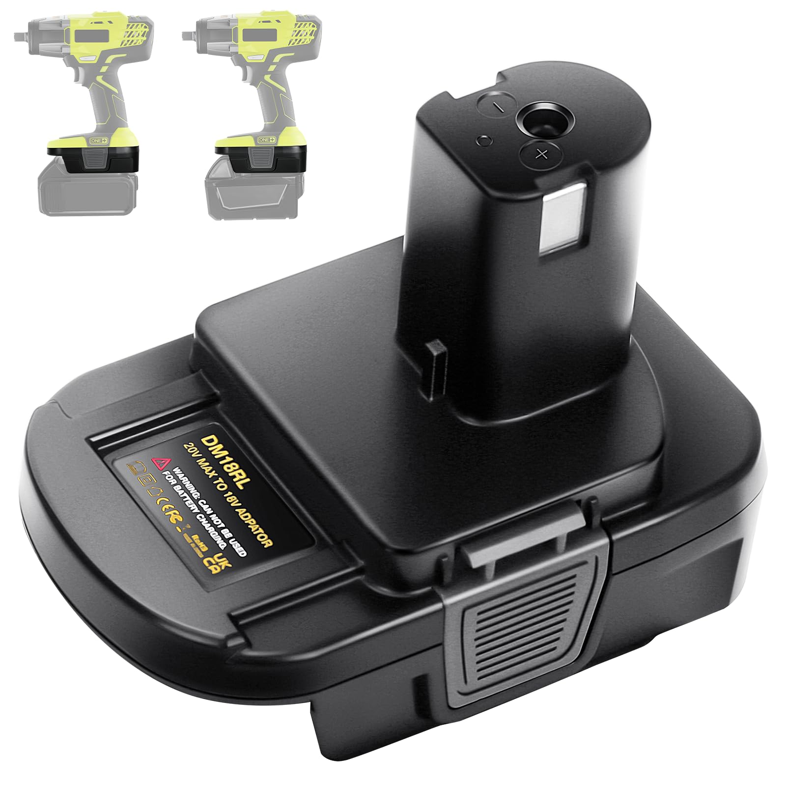 DM18RL Battery Adapter for Dewalt 18V/20V & for Milwaukee 18V Lithium Battery to Work for Ryobi 18v ONE+ Tools,with USB Output Port