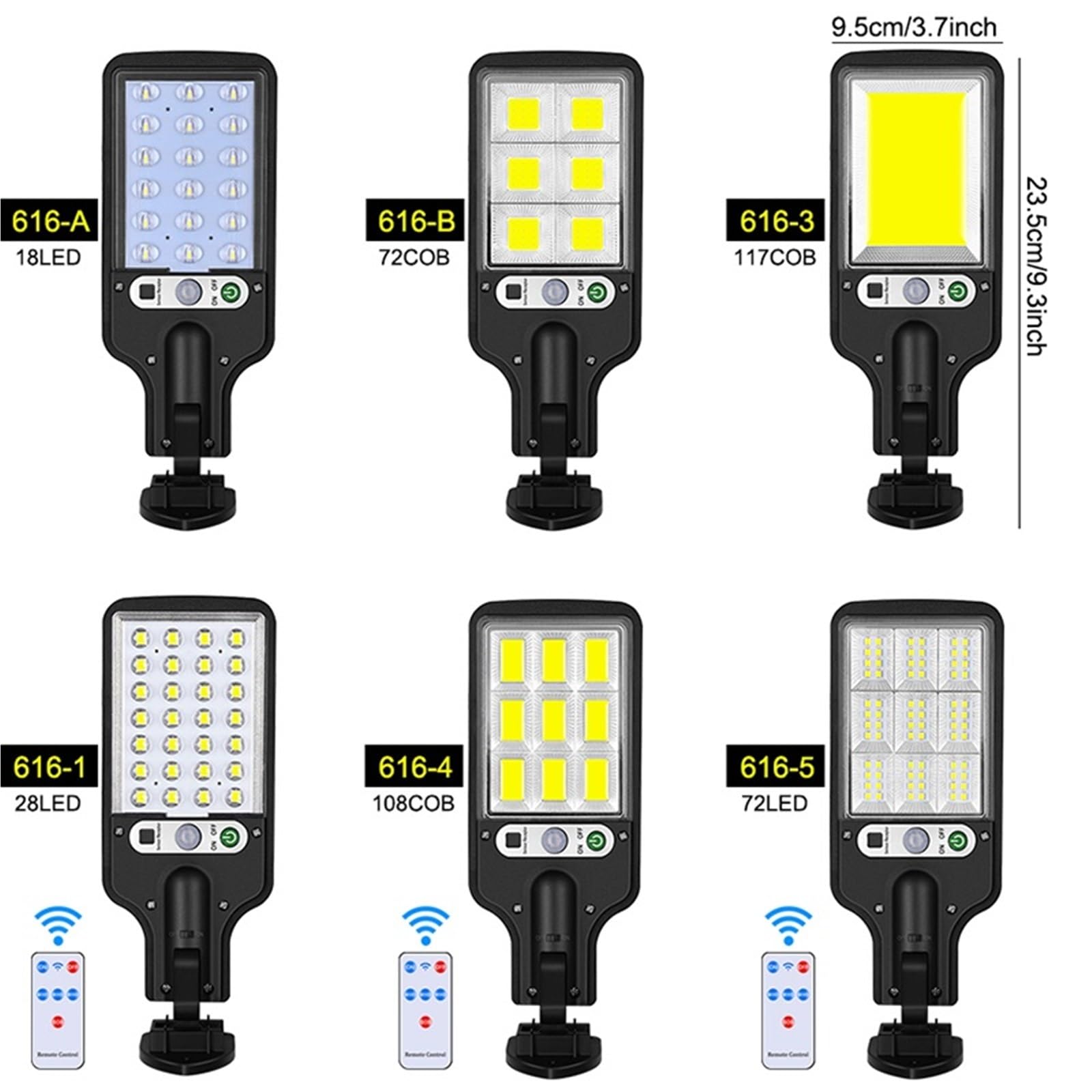 Solarne lampy uliczne, zewnętrzna lampa solarna z 3 trybami światła, wodoodporny czujnik ruchu, oświetlenie bezpieczeństwa do ogrodu, na patio, ścieżkę, podwórko (616-4, 1 szt.)