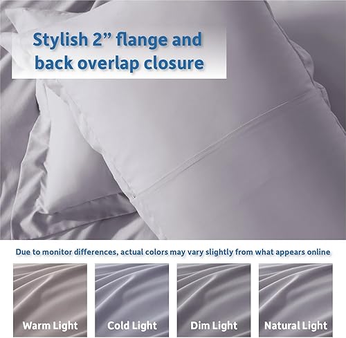 Miniatura 8 de Nestl - Juego de funda de edredón de color gris lavanda y tamaño King, de suave doble cepillado, de 3 piezas, con cierre de botón, 1 funda de