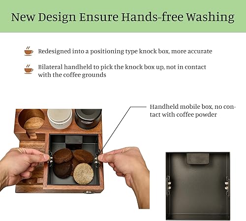 Miniatura 8 de IKAPE V3 Espresso Knock Box organizador de café espresso de 2283in apto para almacenamiento de manipulación de espresso de 2283in distribuidor base
