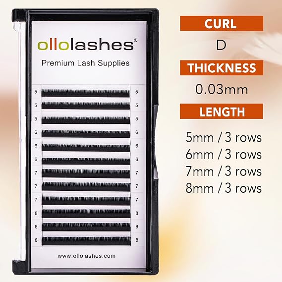 Eyelash Extension D Curl 0.03 Mix5-8mm + Mix8-15mm Super Matte Classic Lash Extensions Professional Supplies for Lash Techs