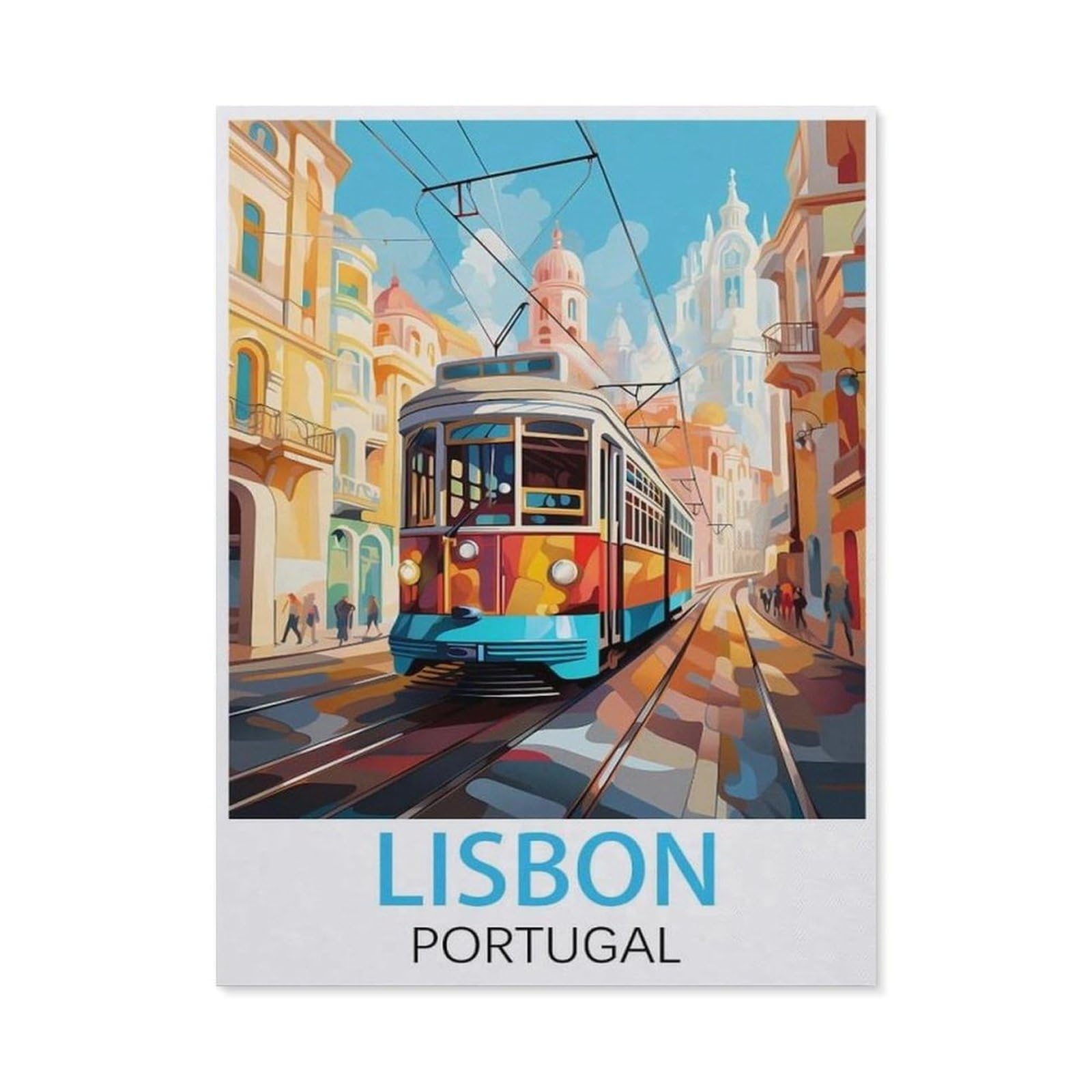 Beayodkp A20 Paint By Numbers，Lisbon Portugal Vintage Travel Posters，Diy Paint By Numbers Kits For Adults Kids,Canvas Oil Painting With Brushes And Acrylic Pigment Paint By Numbers Arts Craft (40X50cm）-Bg87