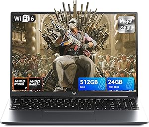Tivique 16.1″ Gaming Laptop with Ryzen 7 H255 Processor up to 4.9GHz (Beat 13th i7-13800H), 8C/16T – 4800MHz 24GB RAM DDR…