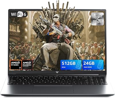 16.1″ Gaming Laptop with AMD Ryzen 7 H255 Processor up to 4.9GHz (Beat 13th Core i7), 8C/16T – 4800MHz 24GB RAM DDR5+512GB M.2 PCIe3.0 SSD,1200 FHD,HDMI,WiFi 6,12C Radeon 780M,Backlit Keyboard