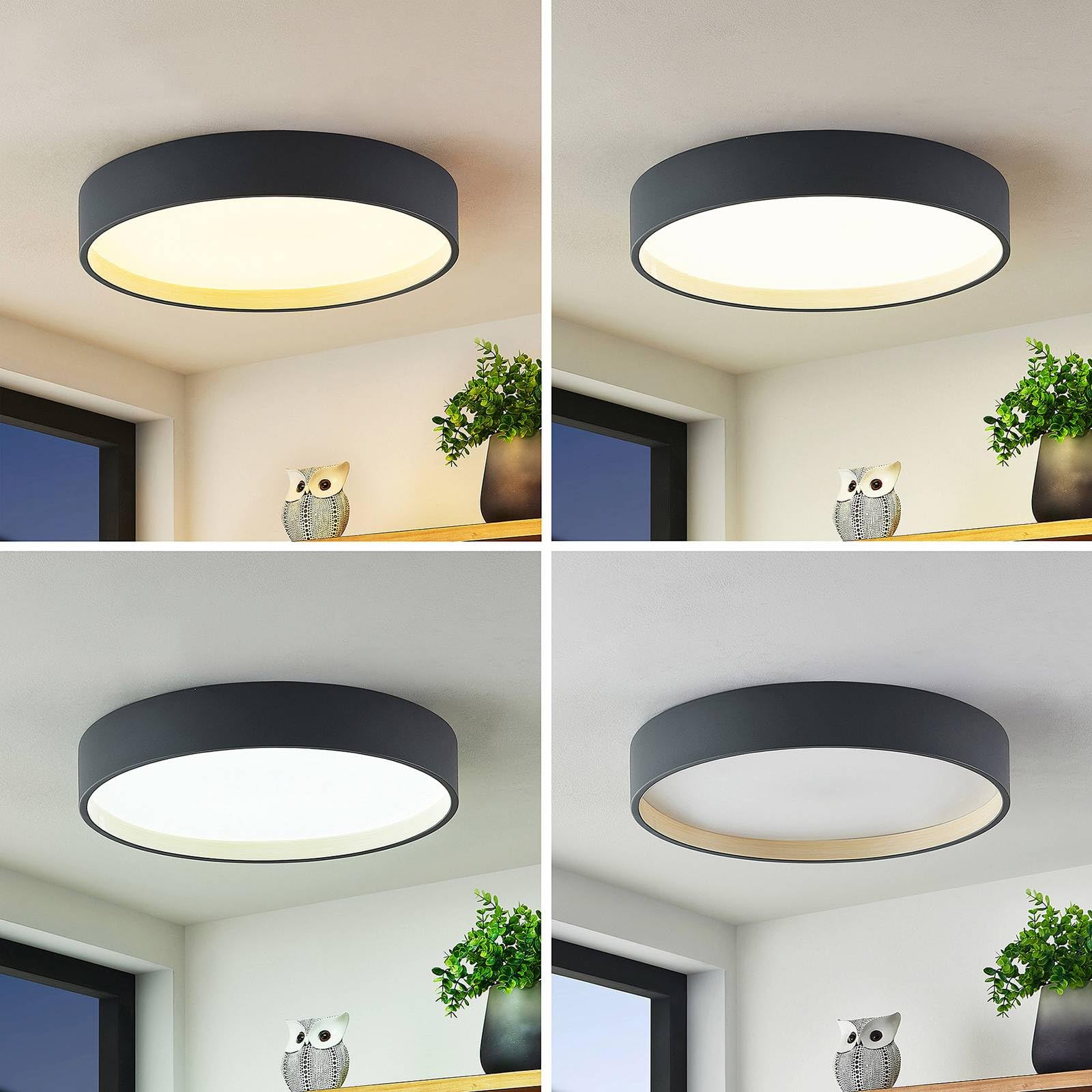 Lindby LED Deckenleuchte Todor dimmbar mit Leselampe (Modern) in Schwarz (1 flammig,) - Lampe Deckenlampe Wohnzimmerleuchte