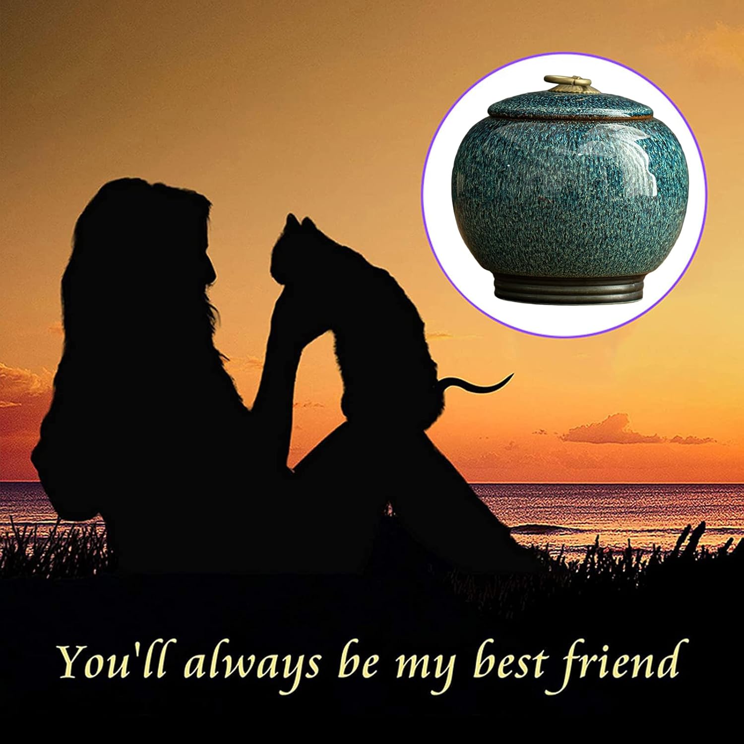 Medium Urns for Ashes Adult, Handmade Ceramic Pet Urn for Small Dogs, Cats,Rabbits, Small Animals, Forever Memory Box