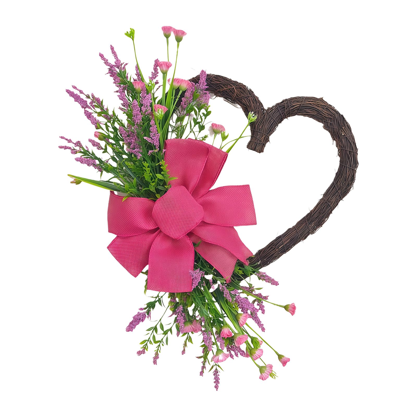 ordinarYone Valentine's Day Wreath Heart Shaped Artificial Rose Wreath for Front Door Wall Wedding Anniversary Festival Decoration