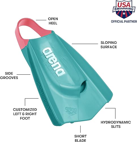 Miniatura 2 de Arena Powerfin Pro II - Aletas de entrenamiento de natación unisex para adultos, para hombres y mujeres, de silicona de hoja corta para izquierda y