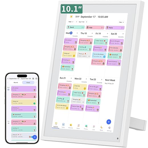 Smart Digital Calendar, 10.1" HD Smart Touch Screen Home Interactive Electron Calender WiFi Planner,Meal Schedule, Duty Chart,Achievement Rewards- Built-in Digital Photo Frame Function