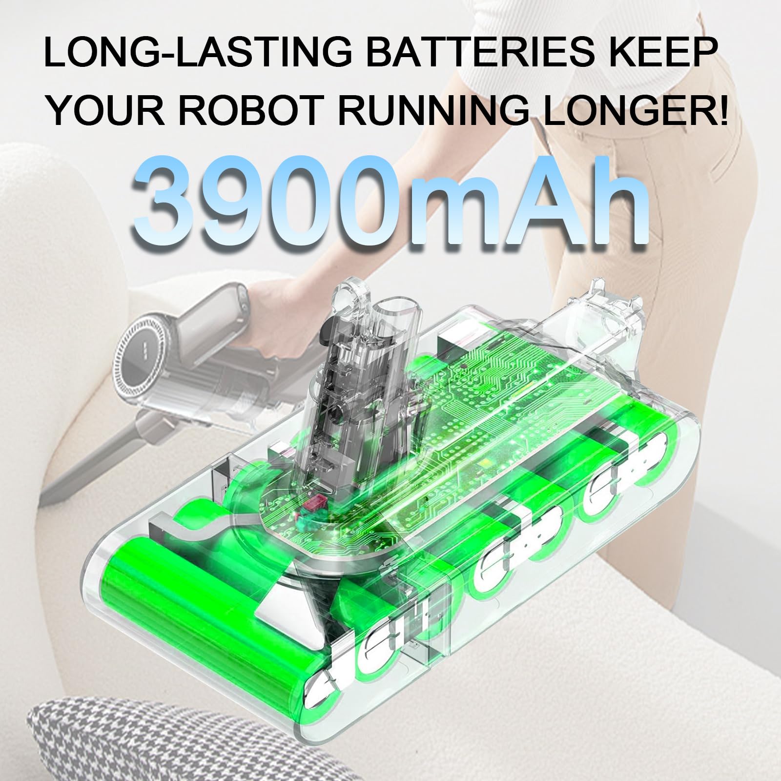 Batteria aggiornata MXJFYY 25,2 V 3900 mAh V11 SV14 compatibile con Dyson V11 (tipo a vite) SV14 Absolute Complete Fluffy Aspirapolvere senza fili con coperchio (non per lo stile a pulsante)