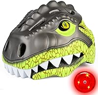 Vista 1 de KINGBIKE Casco para niños pequeños para niños y niñas de 2 a 8 años, casco de bicicleta para niños, cascos ligeros de dinosaurio con luz LED