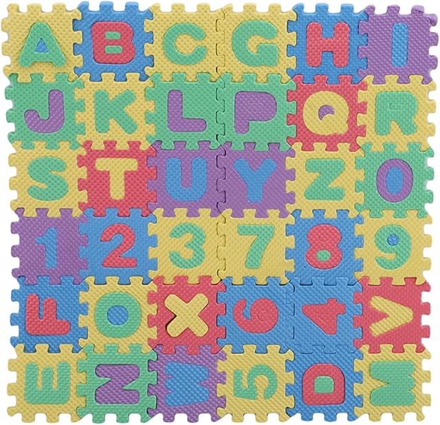 IEAKDCD Creative Numbers Letters Foam Puzzle Square Floor Mat Childrens Educational Alphabet Foam Mat(Multicolor)