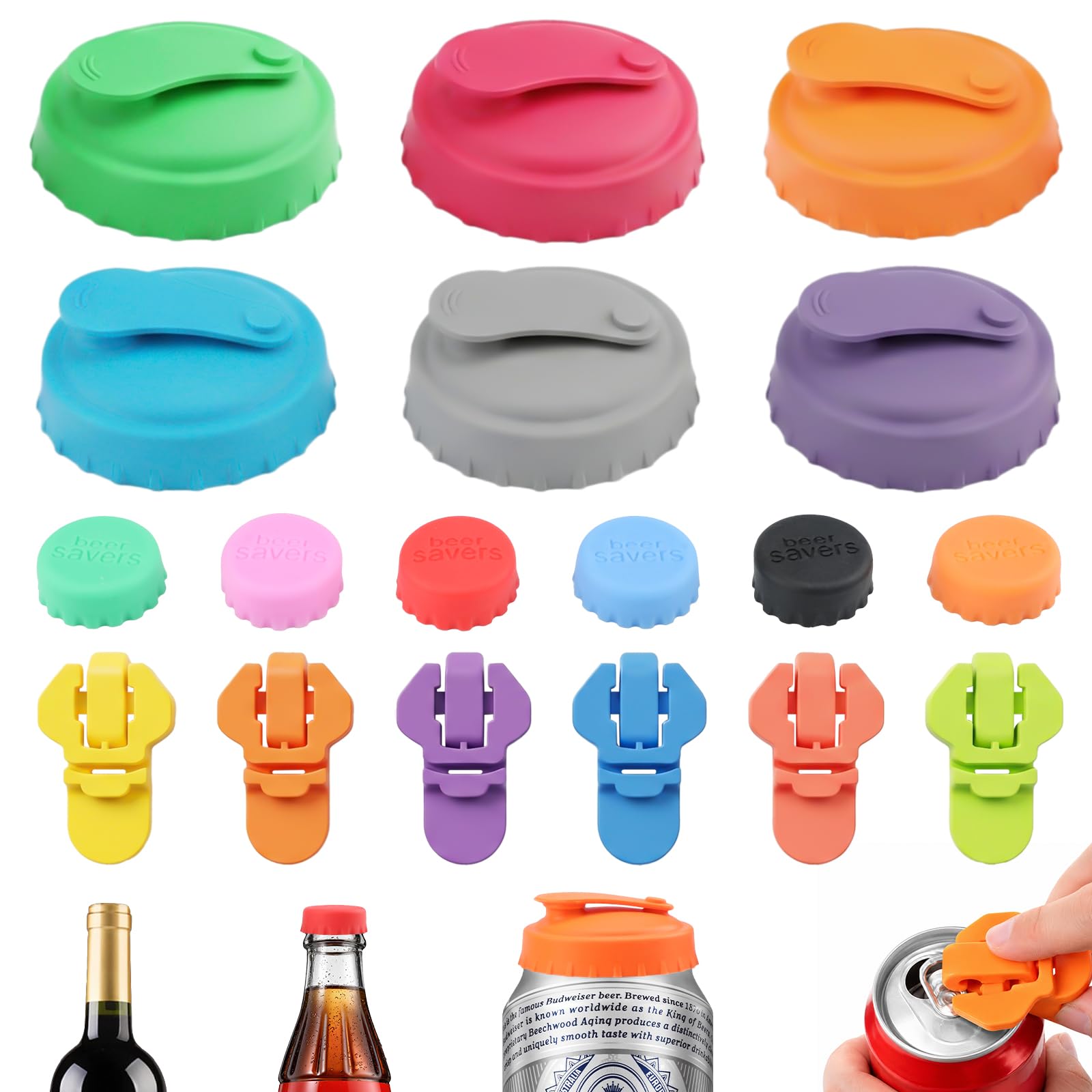 12 Pcs Silicone Can Covers for Fizzy Drinks, 6 Pcs Tin Openers