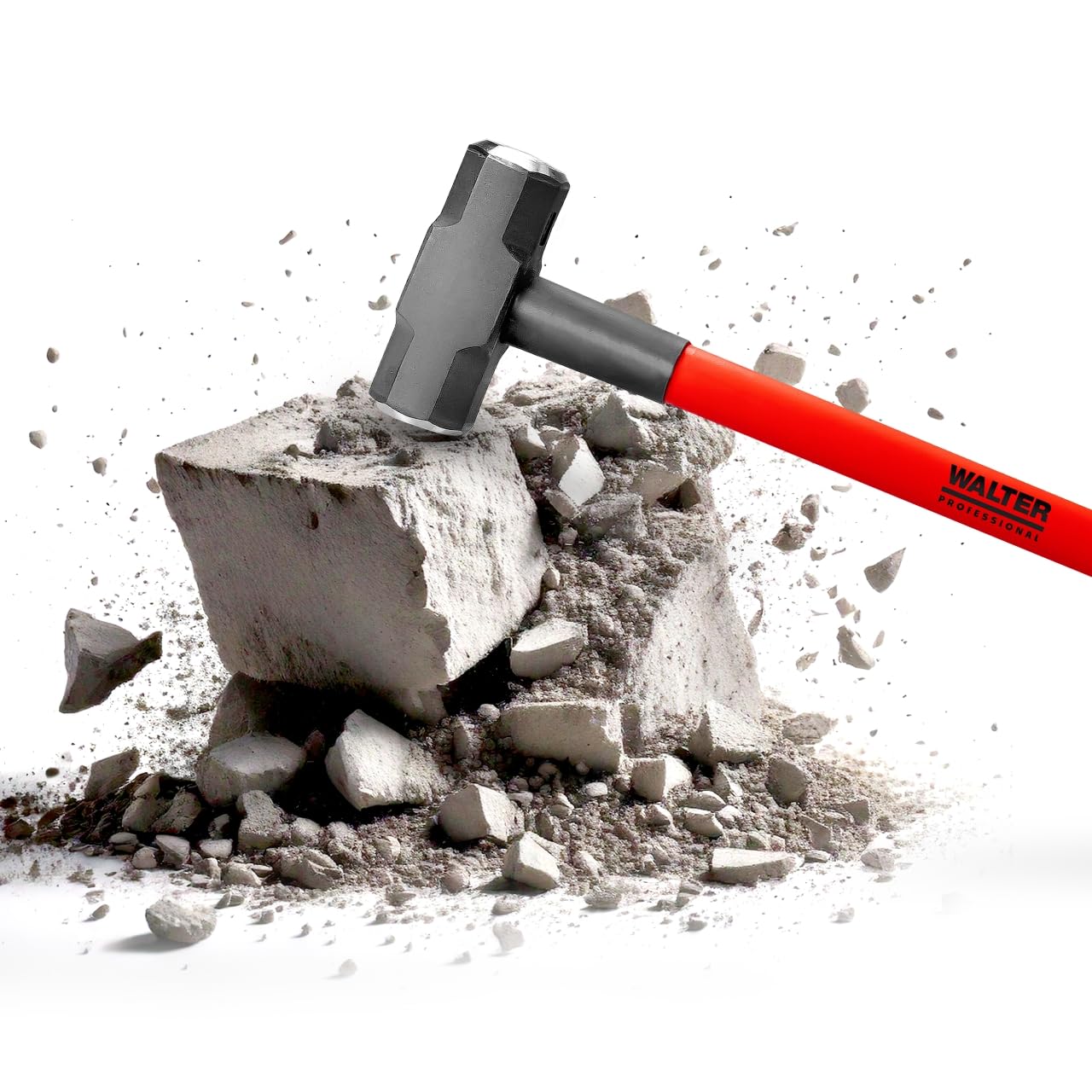 WALTER PROFESSIONAL Vorschlaghammer 4,5 kg 90 cm, Abbruchhammer, Sledge Hammer, vibrationsdämpfender Fiberglas-Griff für bequeme Handhabung und präzise Steuerung, robust und langlebig