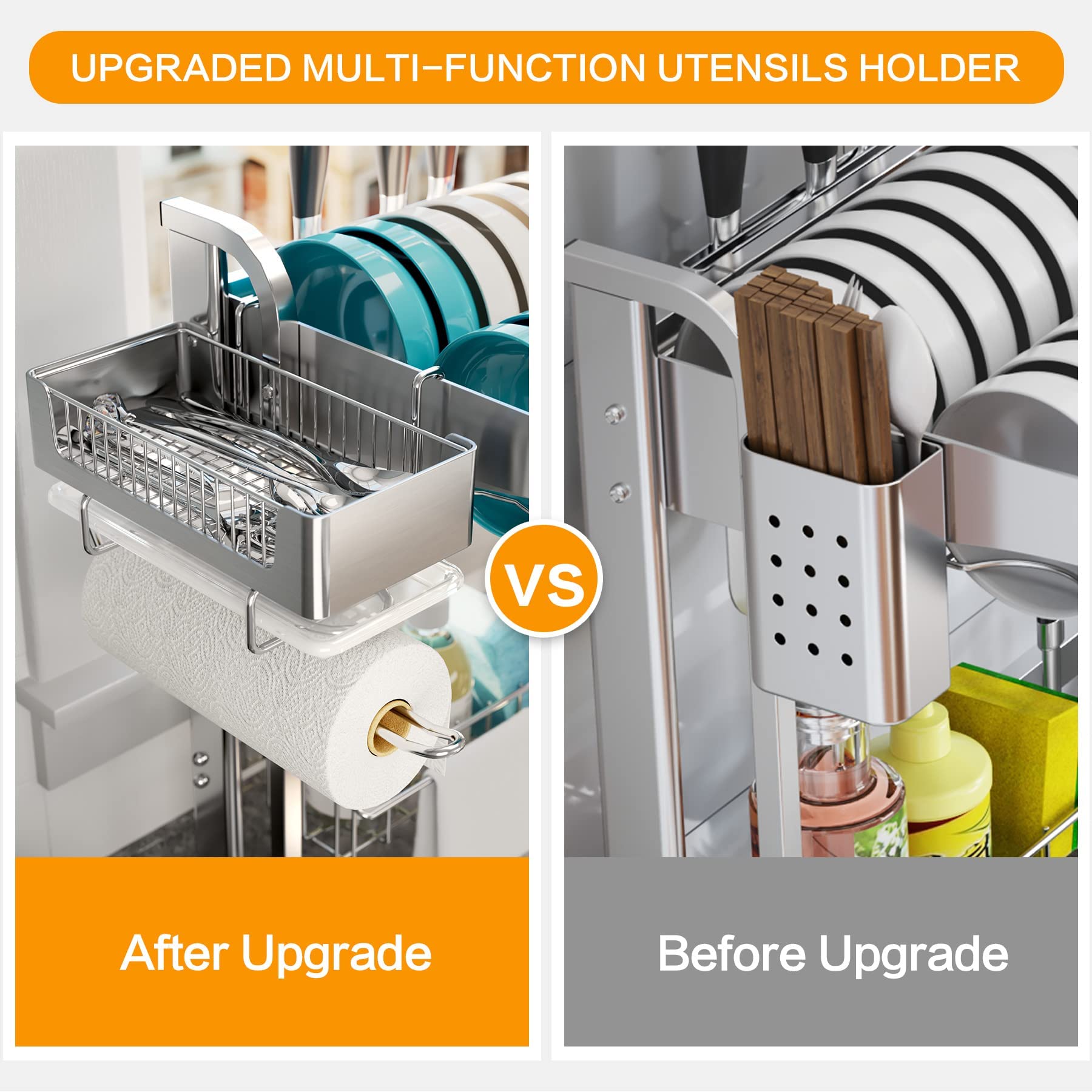 Livod Over The Sink Dish Drying Rack, 2 Tier Stainless Steel Over Sink ...