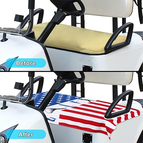 Miniatura 5 de QIULIBMH Fundas de asiento de carrito de golf, 100% microfibra, a rayas, para asiento de carrito de golf, se adapta a la mayoría de asientos de