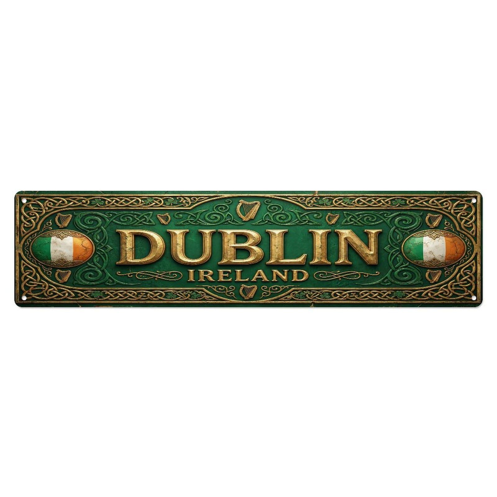 Xanthor Style Metal Tin Sign Vintage Dublin Ireland Flag Pattern
