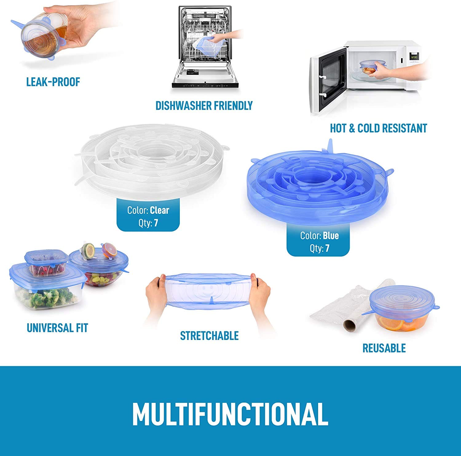 Silicone Stretch Lids - Keep Food Fresh! -6