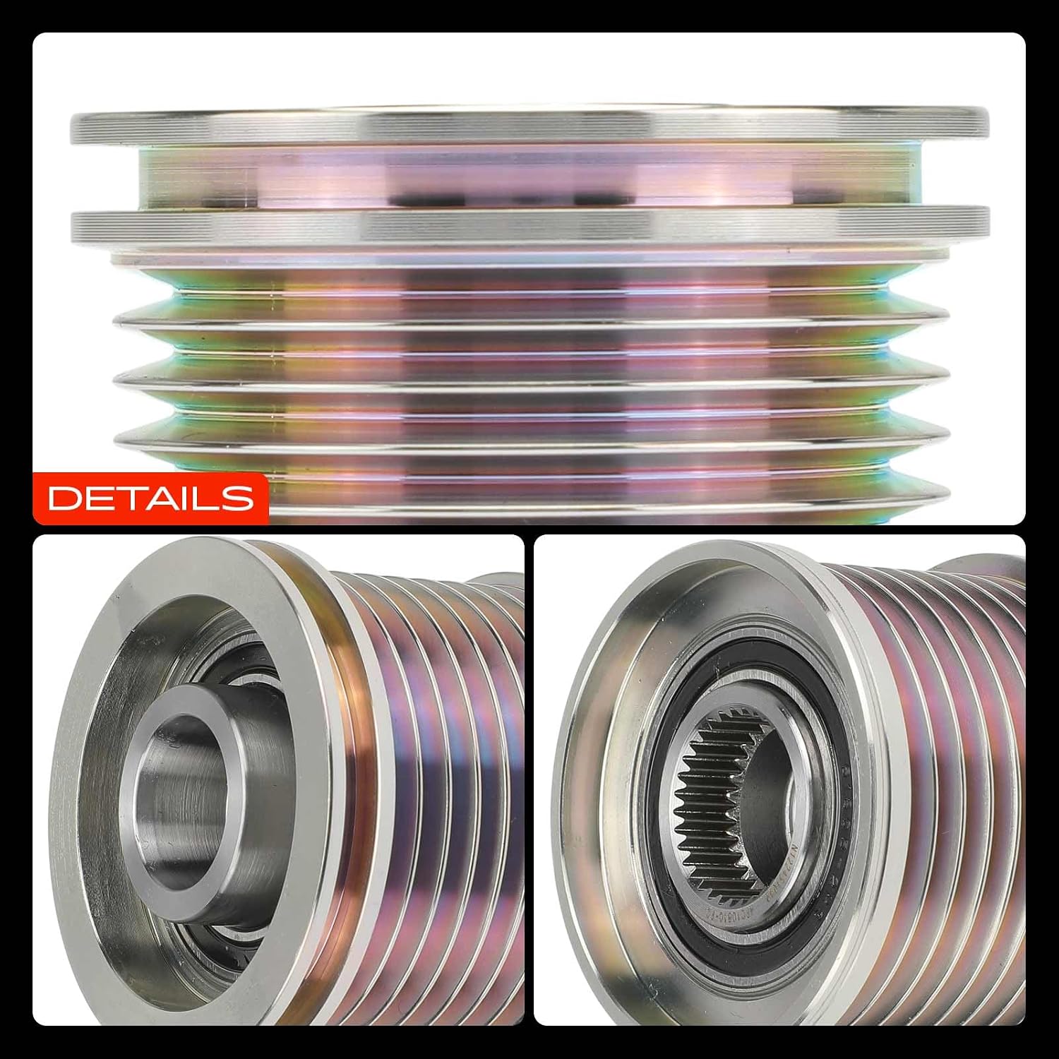 A-Premium Alternator Freewheel Clutch Pulley, 8 Grooves, Compatible with Mercedes-Benz X164 Series GL320 2007-2008 3.0L, Clockwise