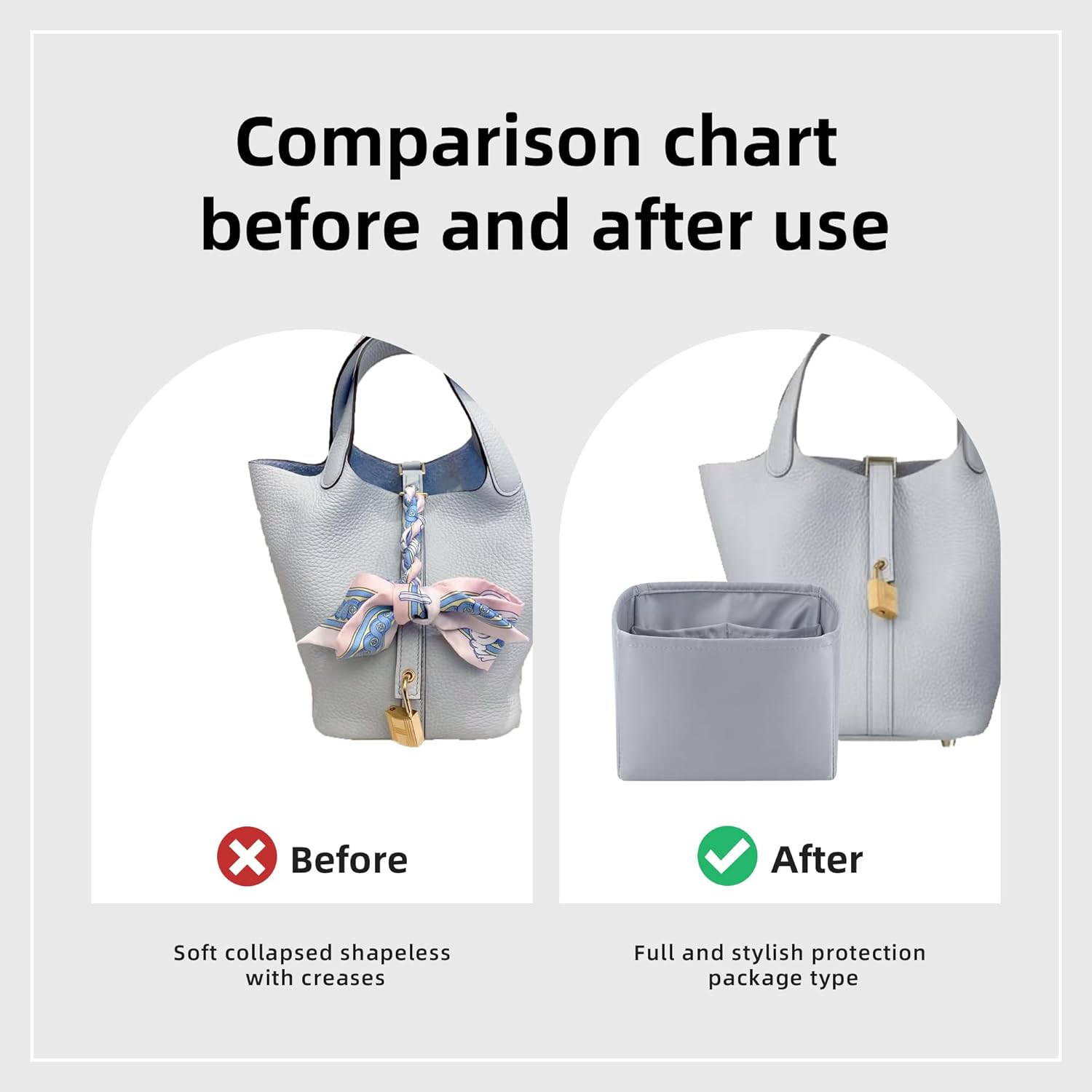 DGAZ Purse Organizer Silky Smooth Fits picotin 18/22 Bags,Silk,Luxury Handbag Tote in Bag Shapers (Bleu Pale, PC18) - Image 4