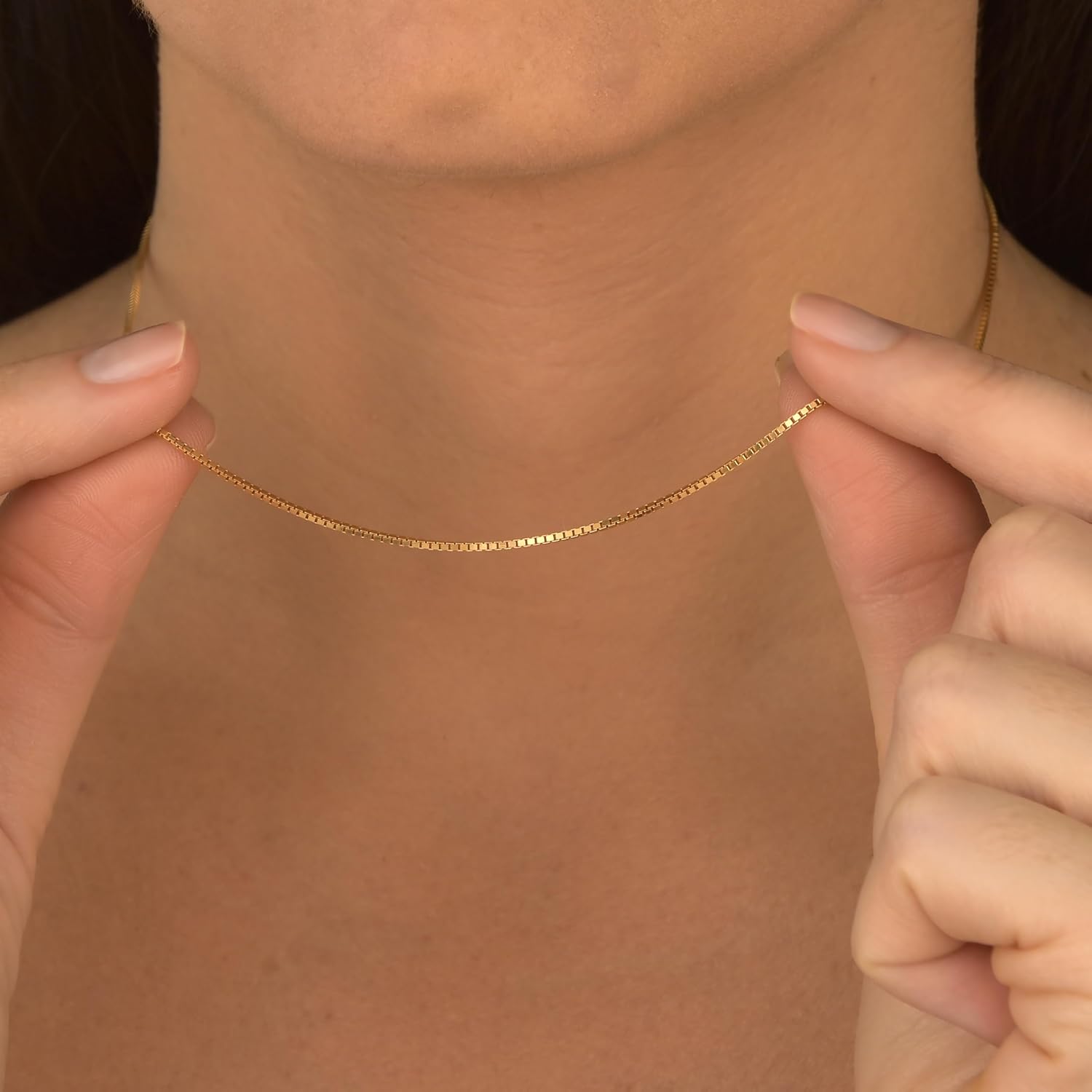 925 Sterling Silver & 14K Gold over Silver 1.0mm and 0.8mm Box Chain Necklace Strong Necklace for Women Available in 7 Lenghts - Image 4