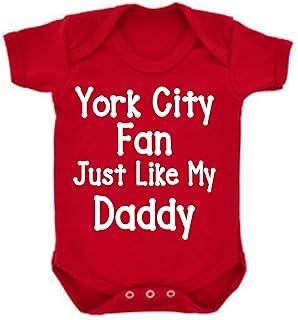 All About The Print Baby,Clothing,Baby Boys 0-24m,Bodysuits & One-Pieces,Bodysuits York City Just Like Daddy Football Fan Baby Grow Vest Boy Girl Gift Romper Newborn Shower