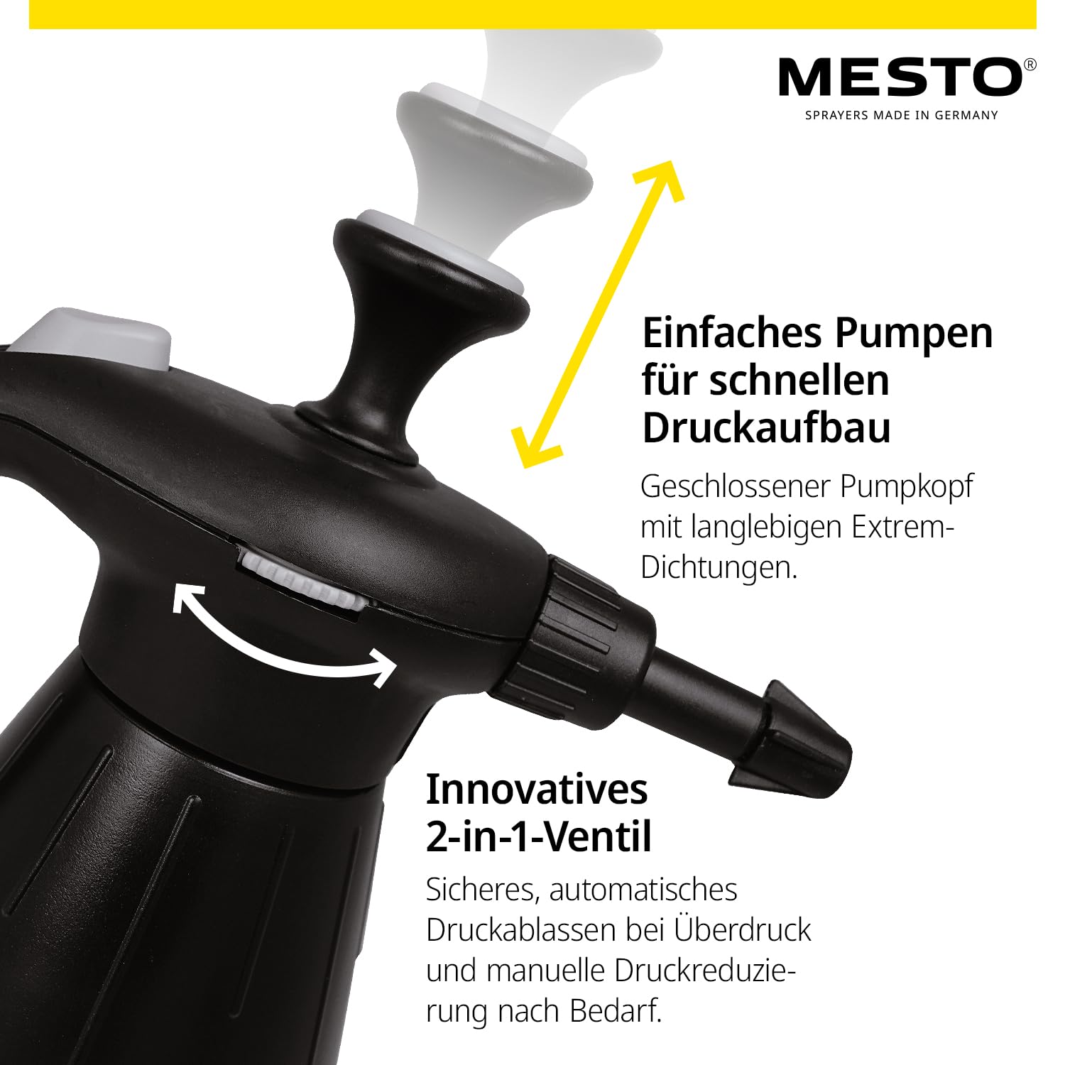 MESTO Cleaner Super Extreme 1.5 Pulverizador de presión 1,5L | Pulverizador para Productos de Limpieza | Pulverizador de Bomba | Pulverizador de presión para automoción e Industria