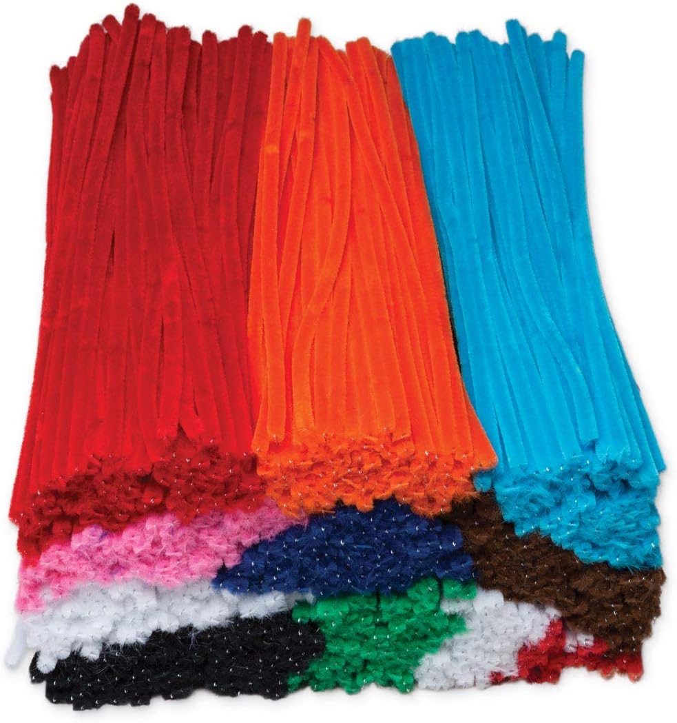 Creativity Street Chenille Kraft 911201 Regular Stems, 12-Inch x 4mm, Metal Wire, Polyester, Assorted, 1000/Box